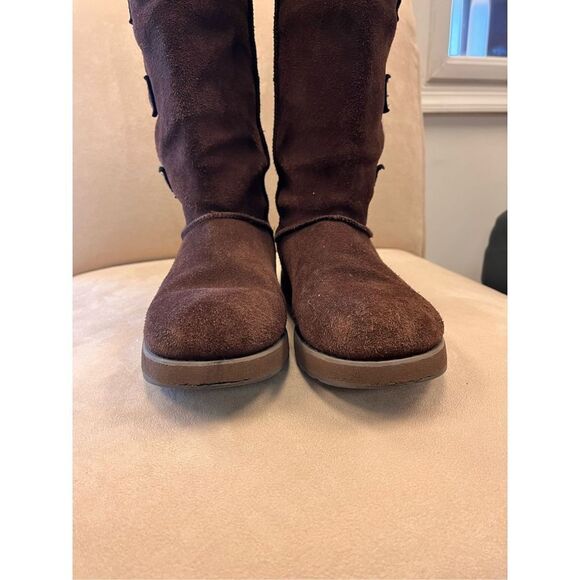 Skechers Chocolate Brown Faux Shearling Button Boots sz 9 - Picture 3 of 8